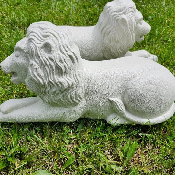 1991 21" Union Products Blowmold Lion Outdoors Garden DON FEATHERSTONE PAIR - Picture 3 of 8